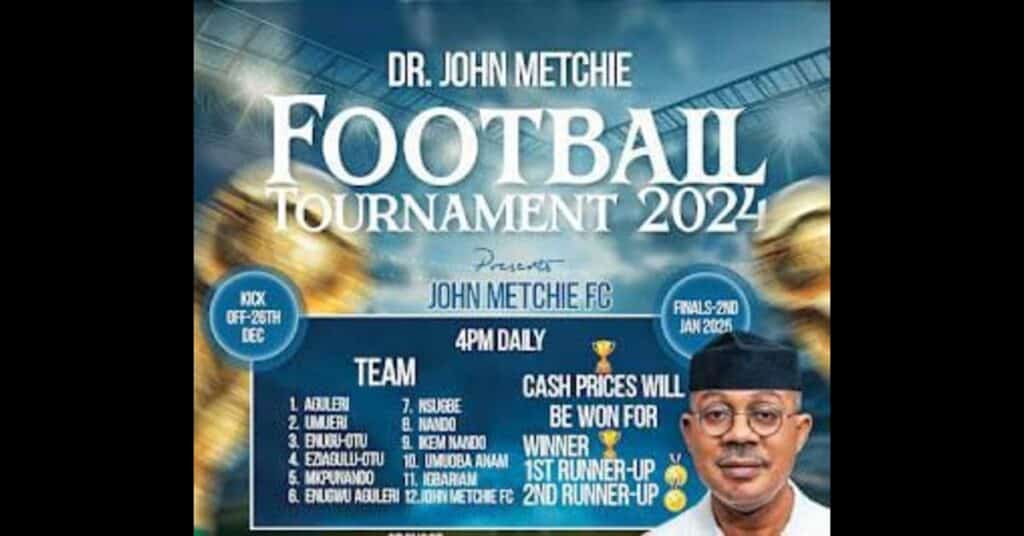 Dr. John Metchie Football Tournament starts 26th Dec in Anambra East