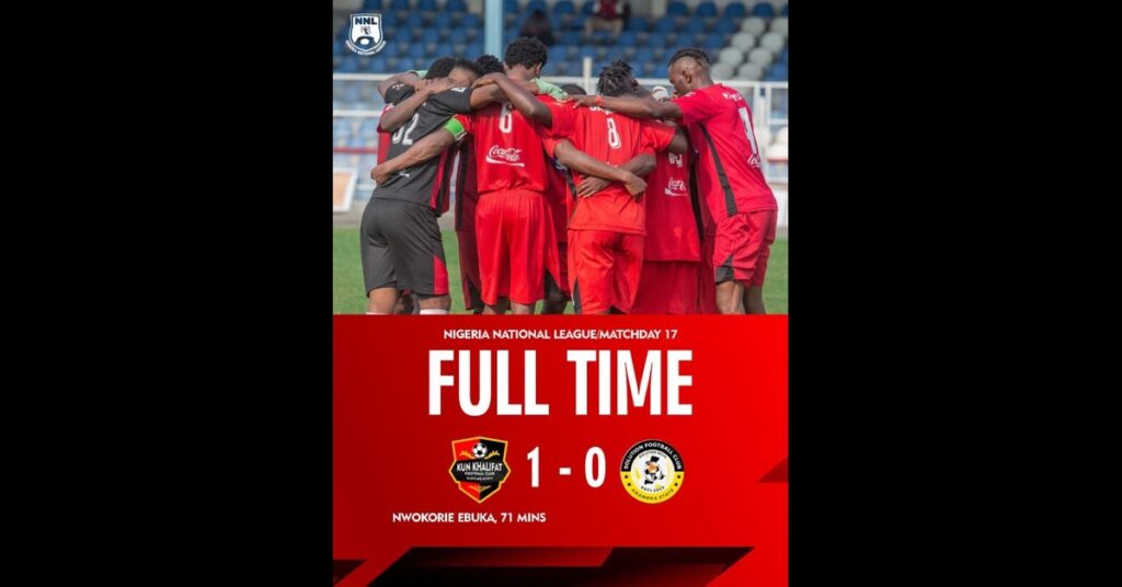 Kun Khalifat FC Tighten Hold on NNL Southern B, Eye Super 8 Spot