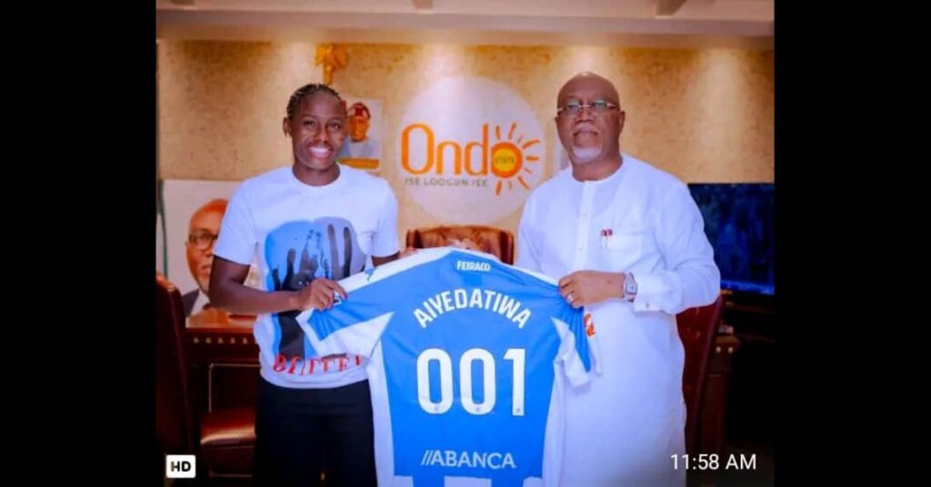 Blessing Nkor visits Ondo Governor after standout season in Spain