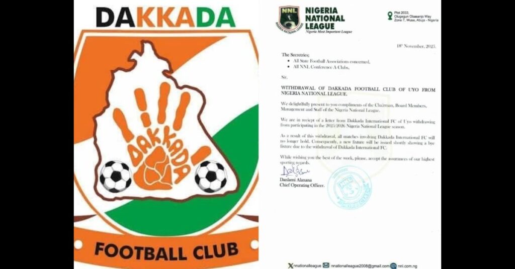 NNL Confirms Dakkada FC Withdrawal From New Season