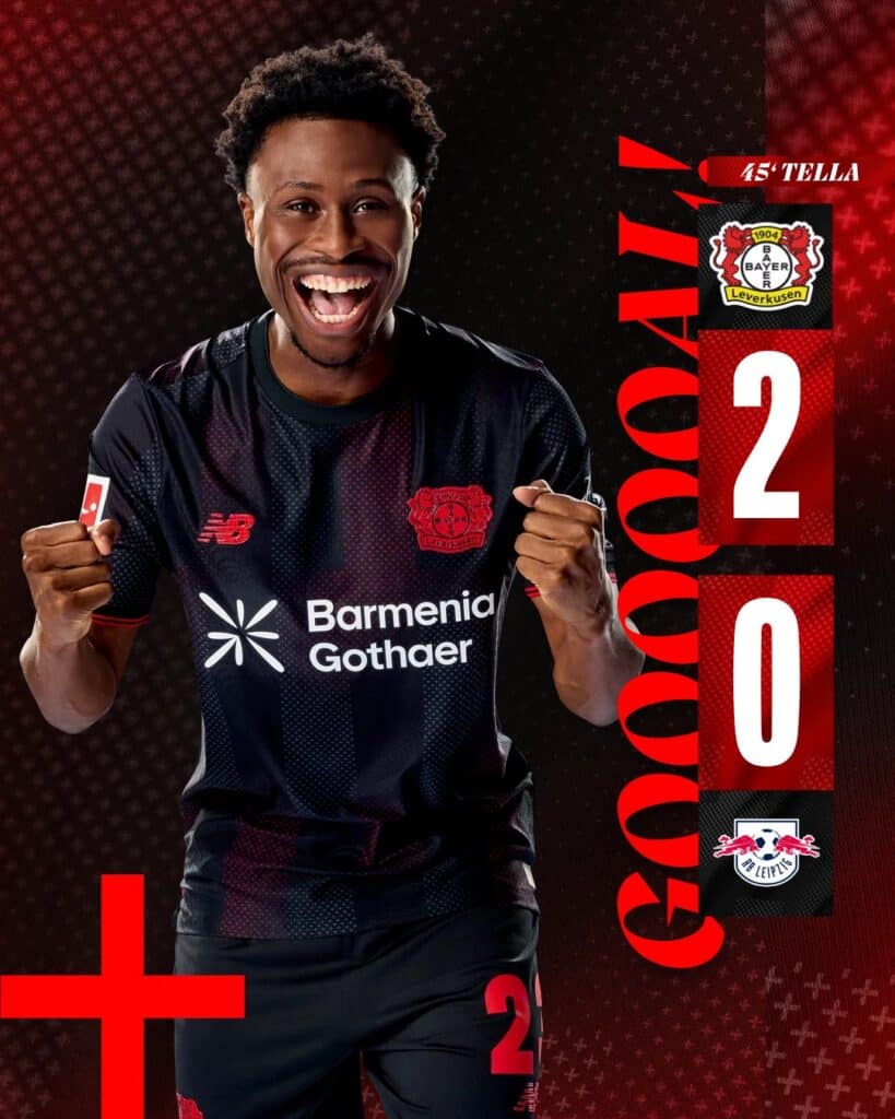 Tella Stars With Goal and Assist in Leverkusen's 4-1 Leipzig Rout