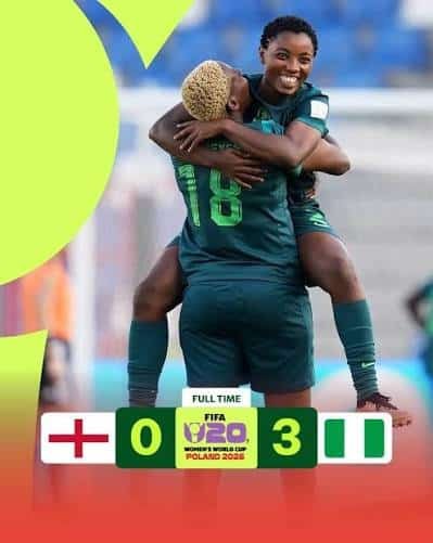 Falconets Thrash England 3-0 To Reach U-20 Women's World Cup Quarter-Finals